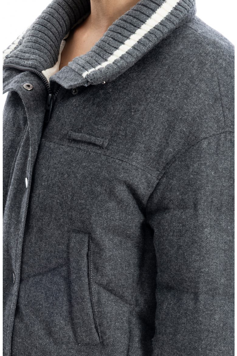 Rib Trim Crop Puffer Jacket, Alternate, color, CHARCOAL