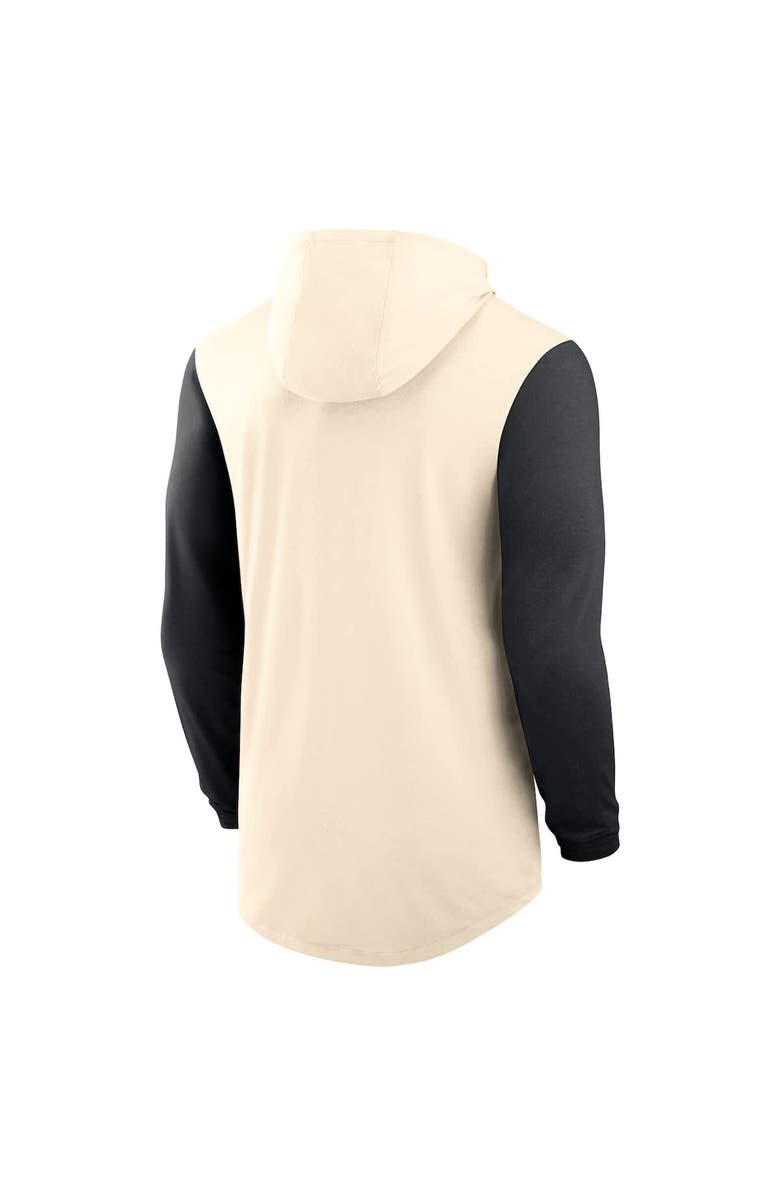 Nike Men's Nike Natural/Black Georgia Bulldogs Legacy Color-Block Tri-Blend Performance Long Sleeve Hoodie T-Shirt, Alternate, color, Natural