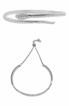 Set of 2 Assorted Crystal Snake & Slider Bracelets