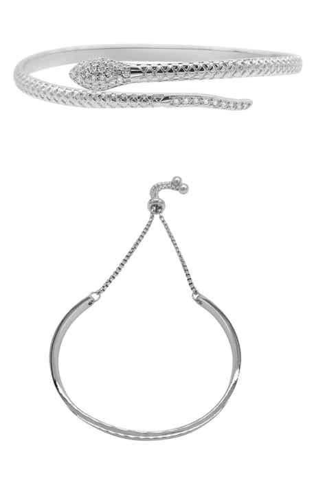Set of 2 Assorted Crystal Snake & Slider Bracelets