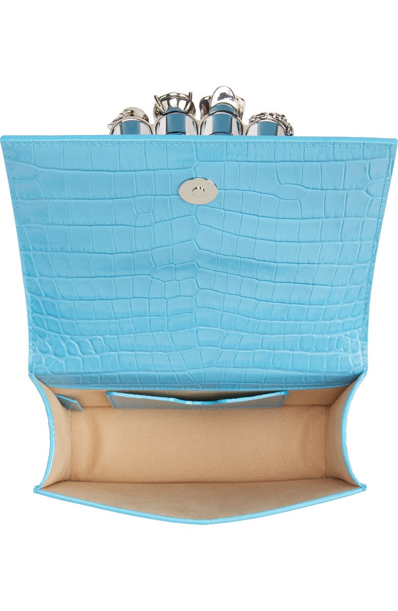 McQueen Alexander McQueen Croc Embossed Leather Shoulder Bag, Alternate, color,