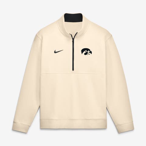 Men's Nike Cream Iowa Hawkeyes Primetime Club Fleece Half-Zip Pullover