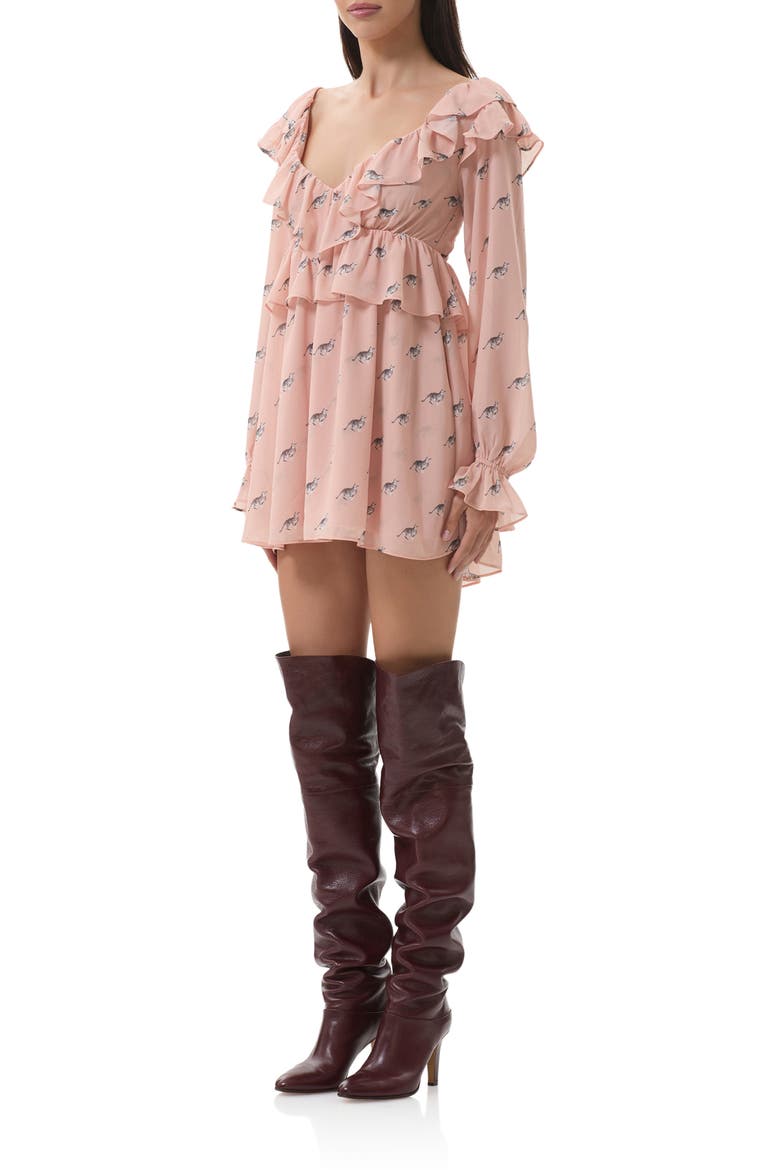 Arland Long Sleeve Minidress, Alternate, color, KITTEN DOT