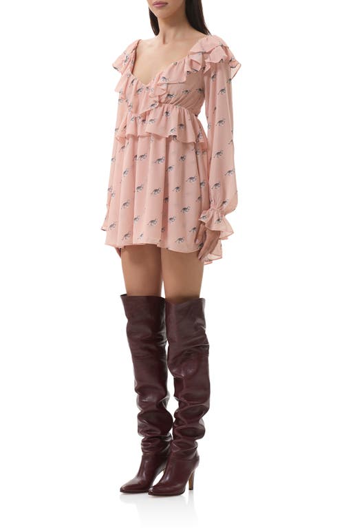 Afrm Arland Long Sleeve Minidress In Pink