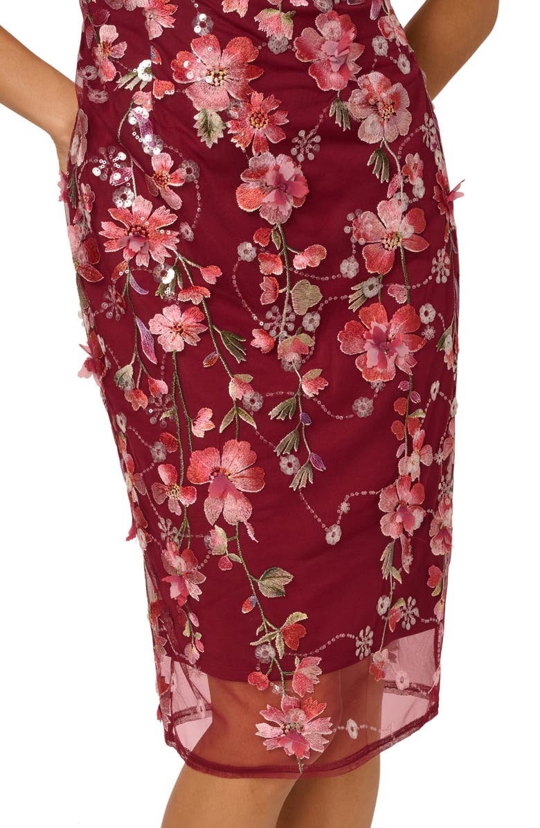Adrianna Papell Embroidered Floral Evening Cocktail Dress, Alternate, color, 