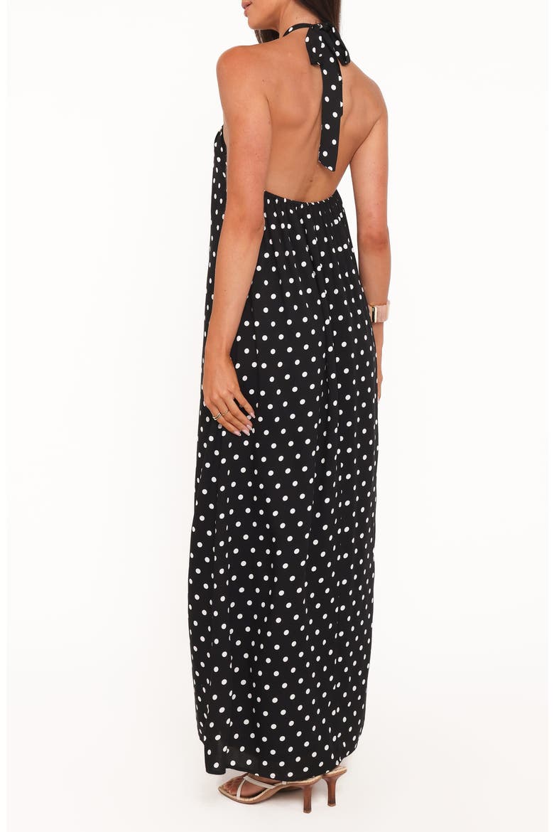 Theophania Dot Sleeveless Halter Maxi Dres, Alternate, color, BLACK POLKA DOT