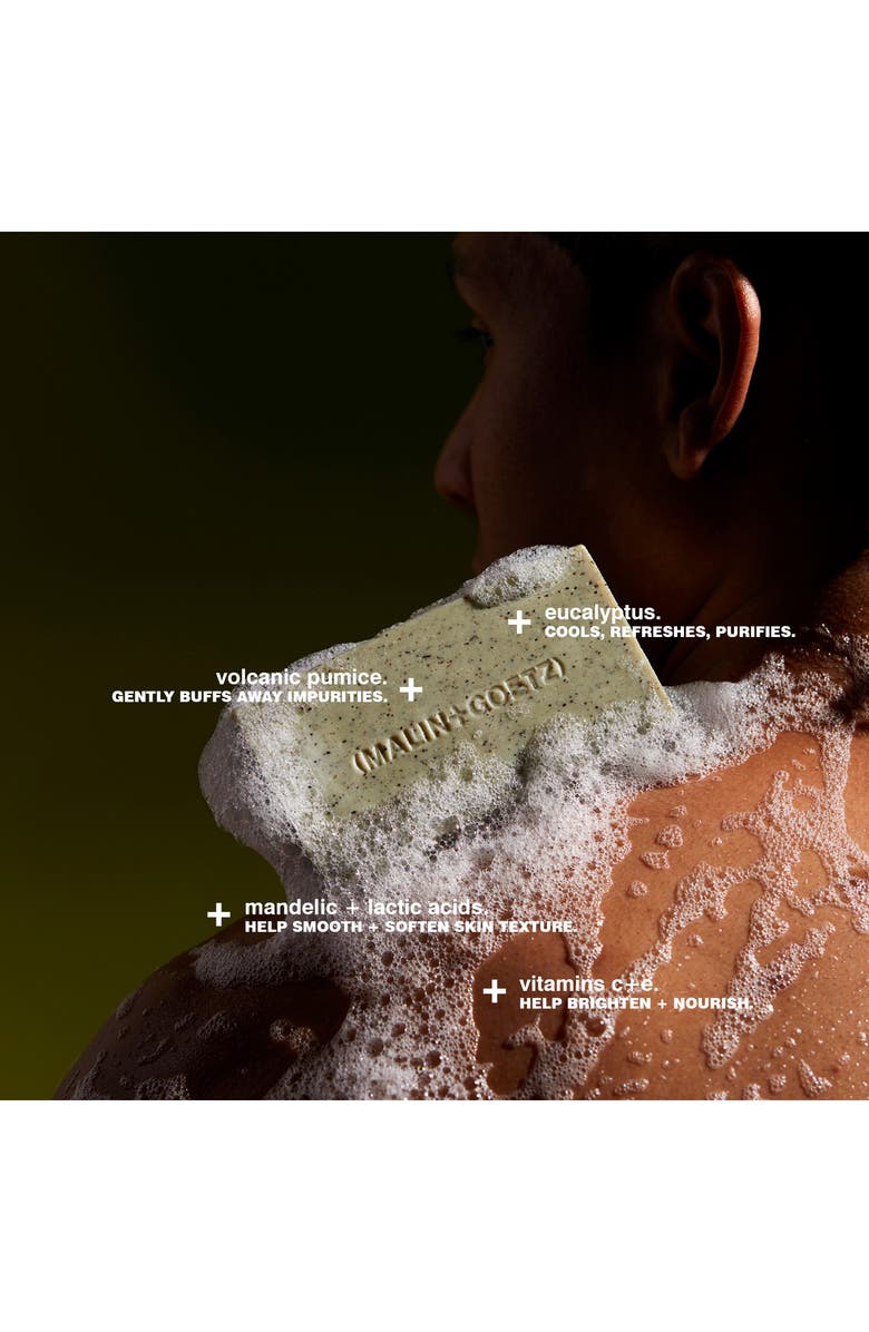 MALIN+GOETZ Mandelic Acid Exfoliating Bar in Eucalyptus, Alternate, color, Light Green