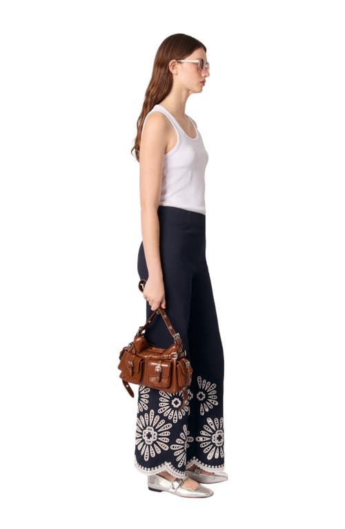 Maje Trousers With Crochet Detail In Navy