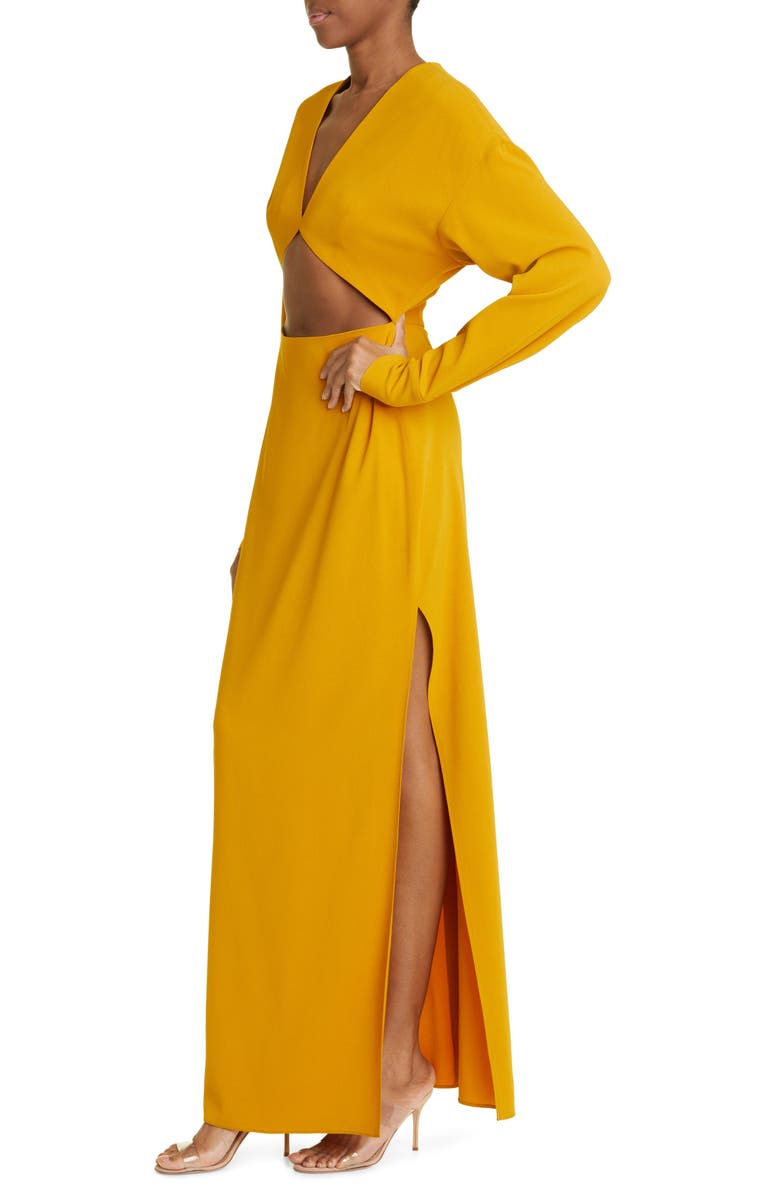 LAPOINTE Long Sleeve Cutout Pebble Crepe Dress, Alternate, color,