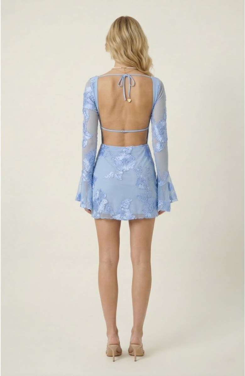 Modenaire Sheer Floral Embroidered Mini Dress, Alternate, color, Pastel Blue