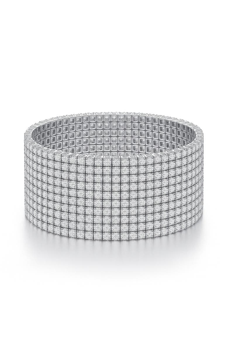 Donatello Gian Crystal Tennis Stretch Bracelet, Main, color, Silver