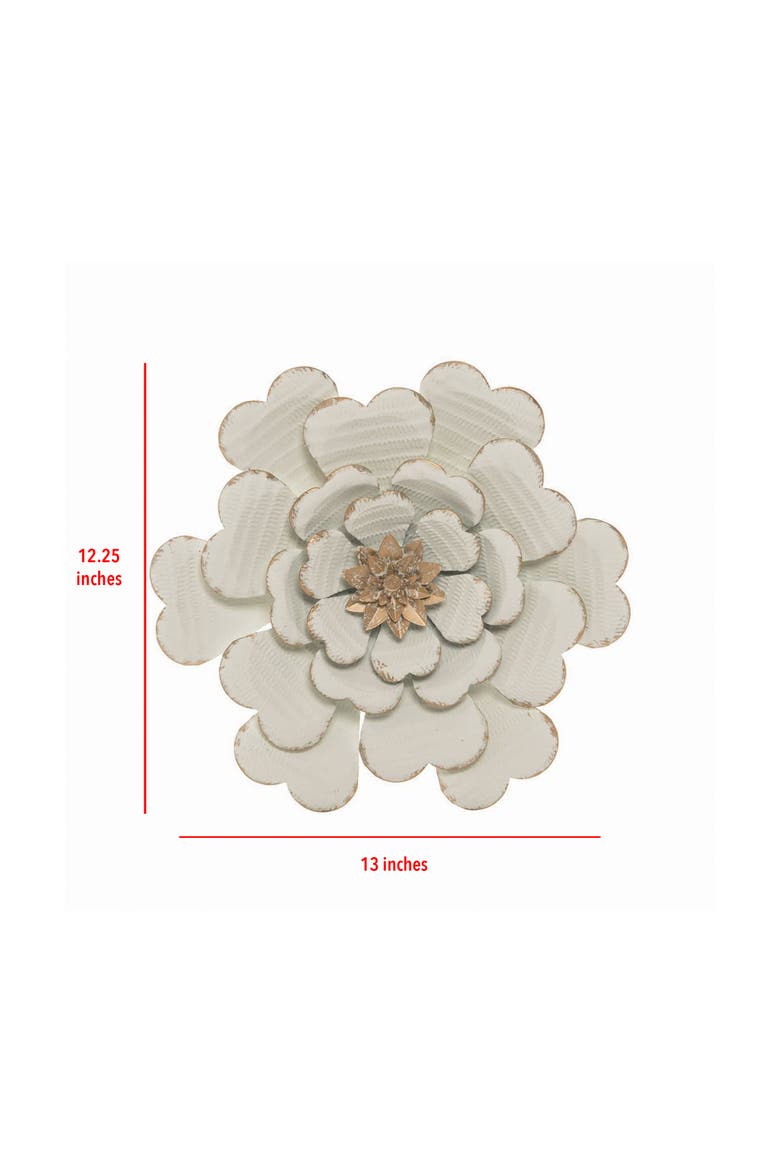 12.25 x 12.25 inch White Metal Layered Flower Wall Decor, Alternate, color, Beige