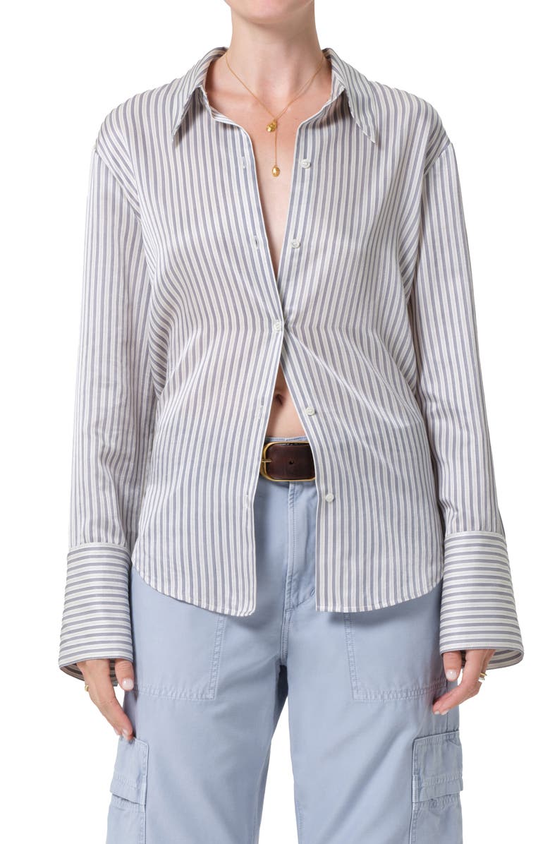 Citizens of Humanity Camilia Cotton & Silk Button-Up Shirt, Main, color, Mirada Stripe