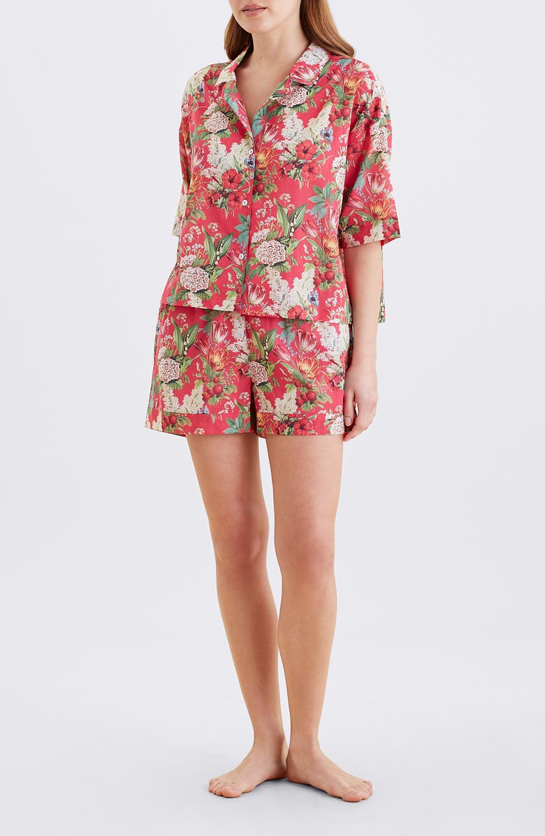 Papinelle Clara Cotton Voile Short Pajamas, Alternate, color, Geranium