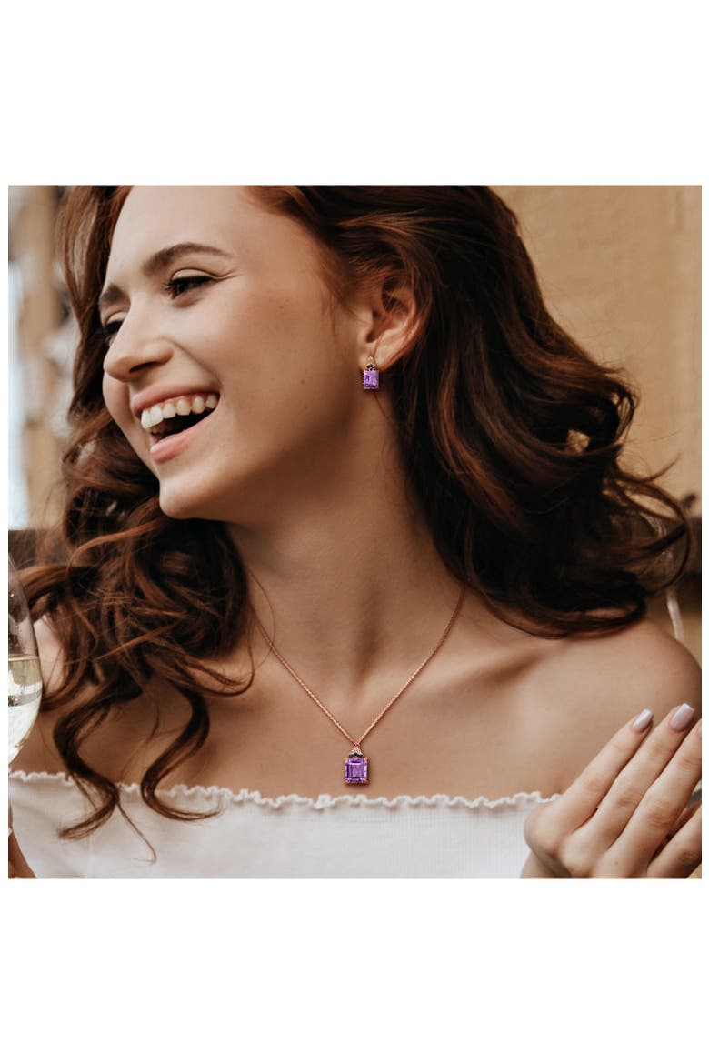 Emerald-Cut Rose de France Amethyst Earrings & Necklace Set, Alternate, color, PURPLE
