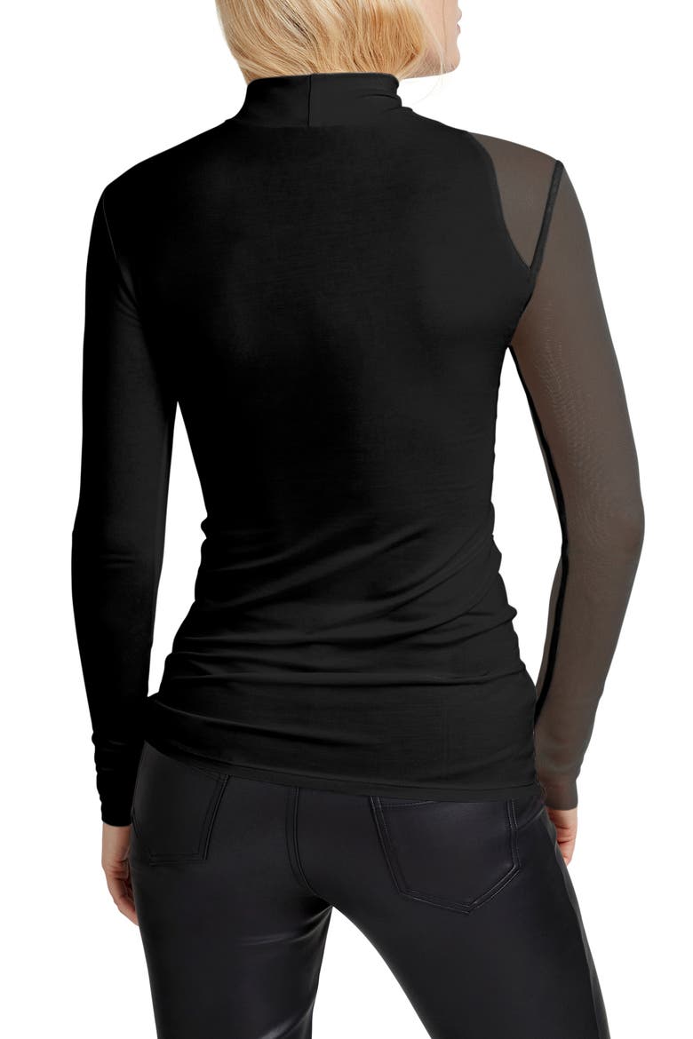Ysabel Mesh Panel Jersey Top, Alternate, color, BLACK