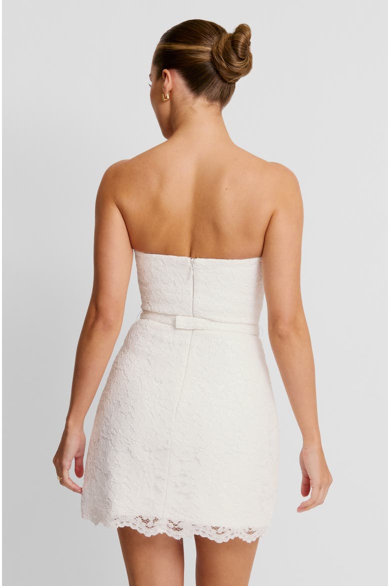 Lace Bandeau Corset Mini Dress, Alternate, color, White