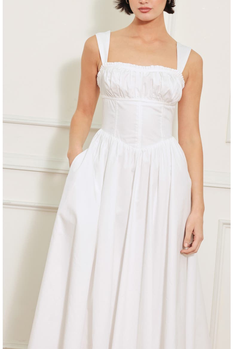 Cotton Midi Dress, Alternate, color, WHITE