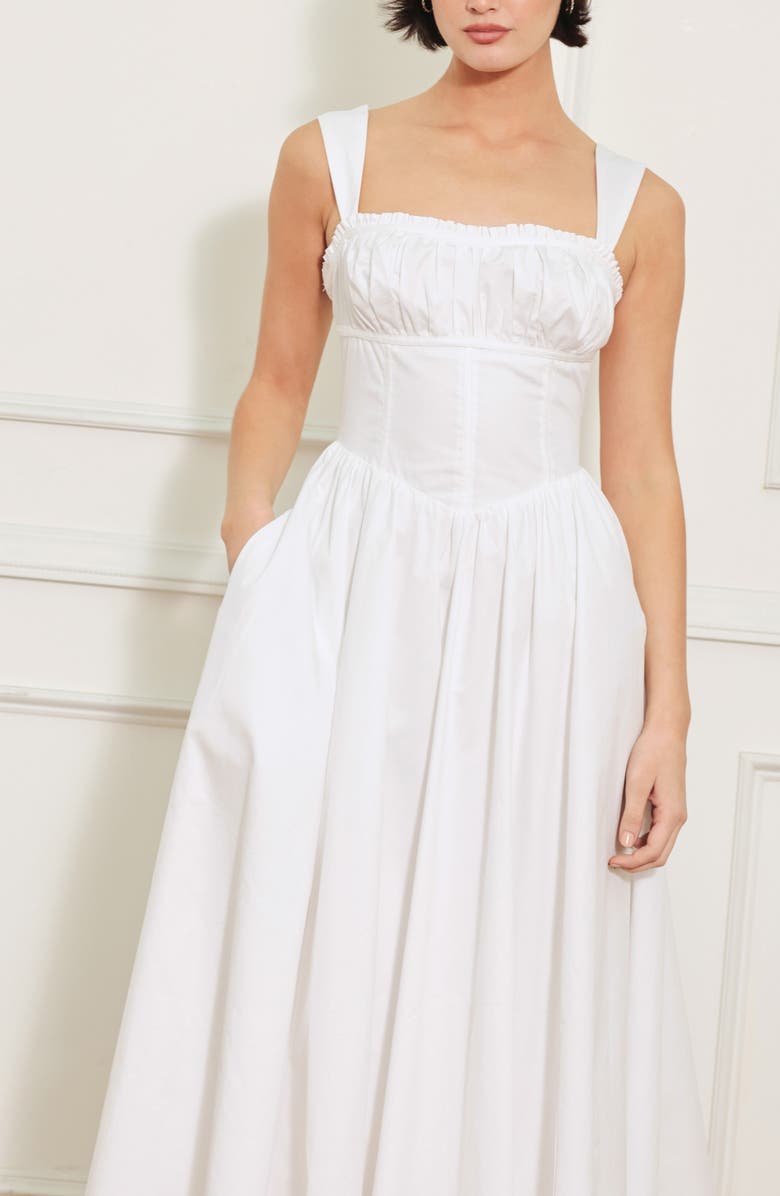 FREEMARKET Cotton Midi Dress, Alternate, color, White