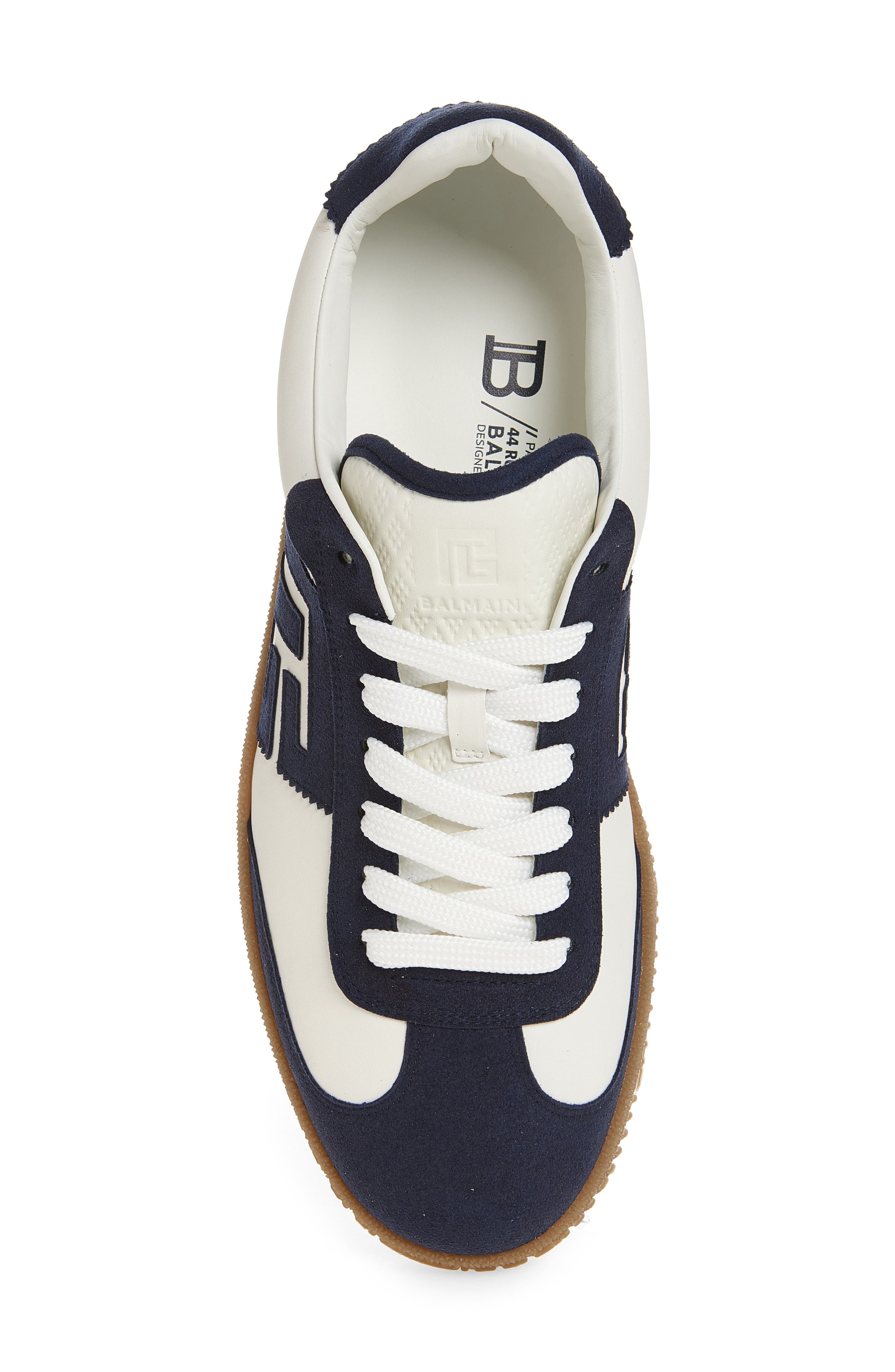 Balmain Swan Trainer Sneaker, Alternate, color, Gym White/ Navy