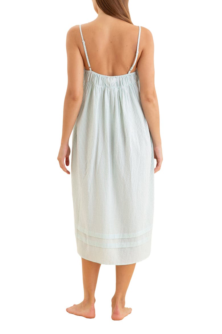 Sabine Seersucker Stripe Cotton Blend Nightgown, Alternate, color, EGGSHELL / WHITE STRIPE