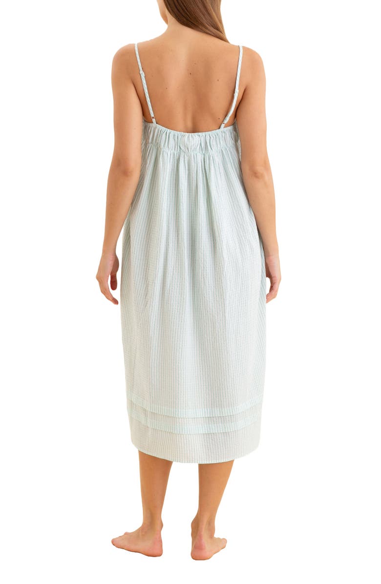 Papinelle Sabine Seersucker Stripe Cotton Blend Nightgown, Alternate, color, Eggshell / White Stripe