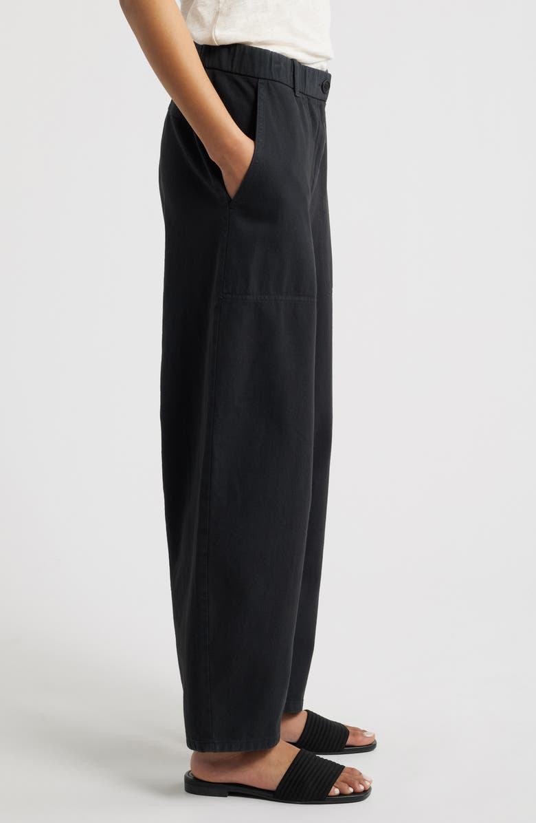Eileen Fisher Organic Cotton Ankle Barrel Leg Pants, Alternate, color, Washed Black