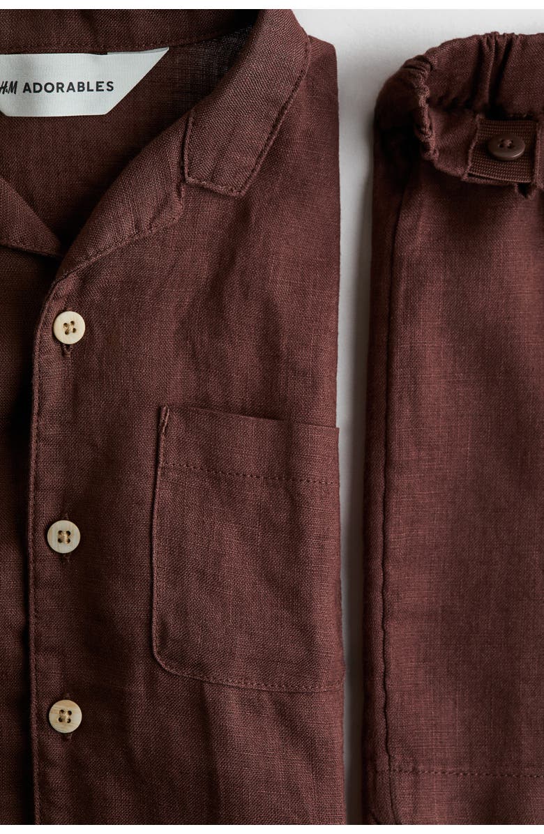 H&M 2-piece linen set, Alternate, color, Brown