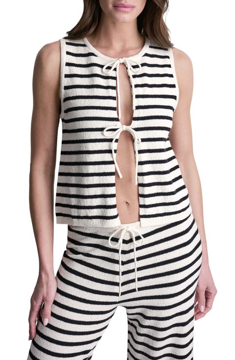 Sleeveless Tie Front Knit Vest