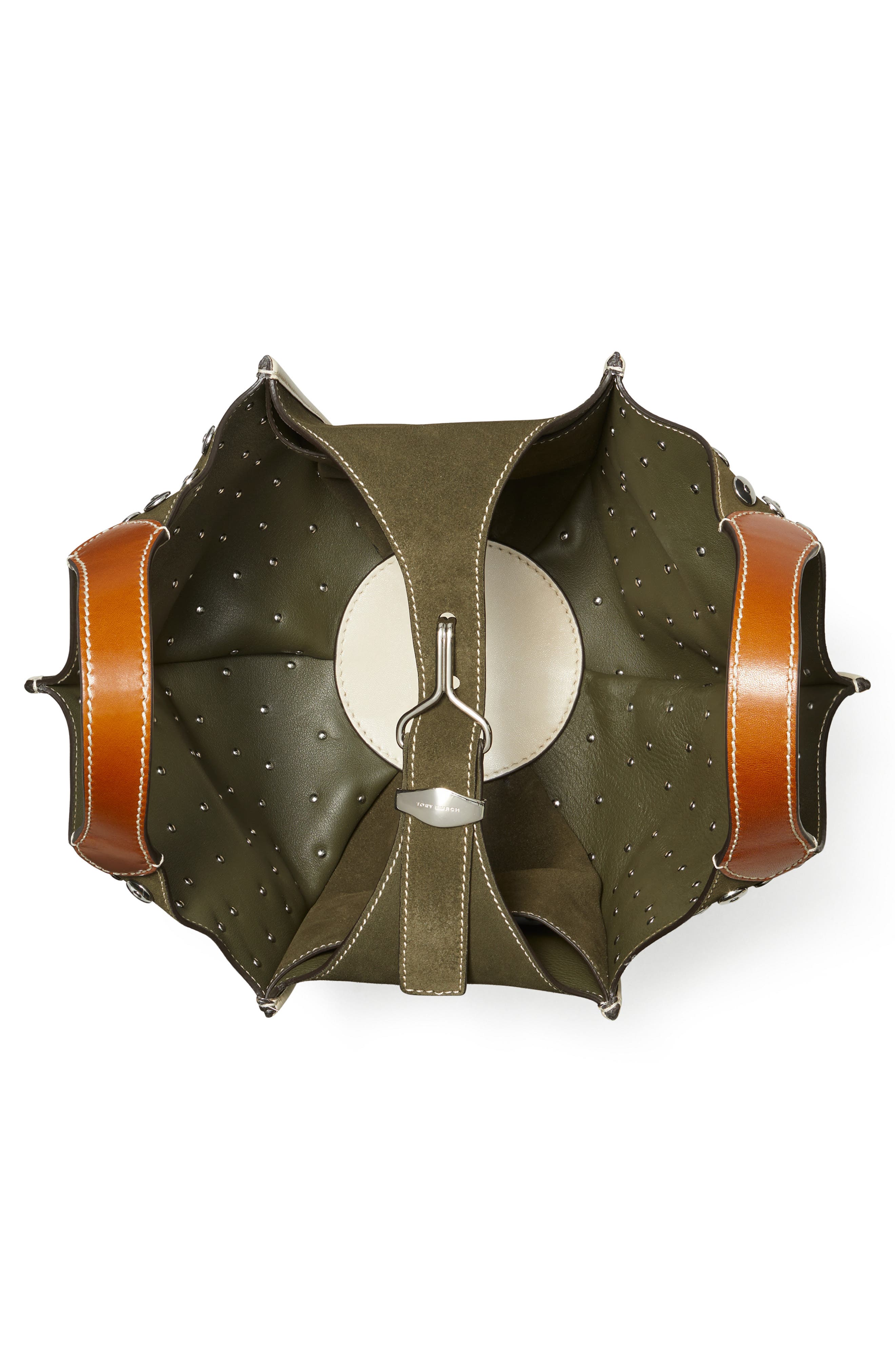 Tory Burch Studded Suede Lampshade Crossbody Bag, Alternate, color, 