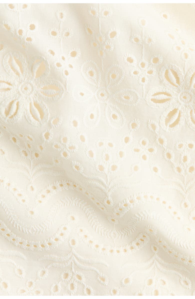 H&M Tie-strap Broderie Anglaise Dress, Alternate, color, Cream