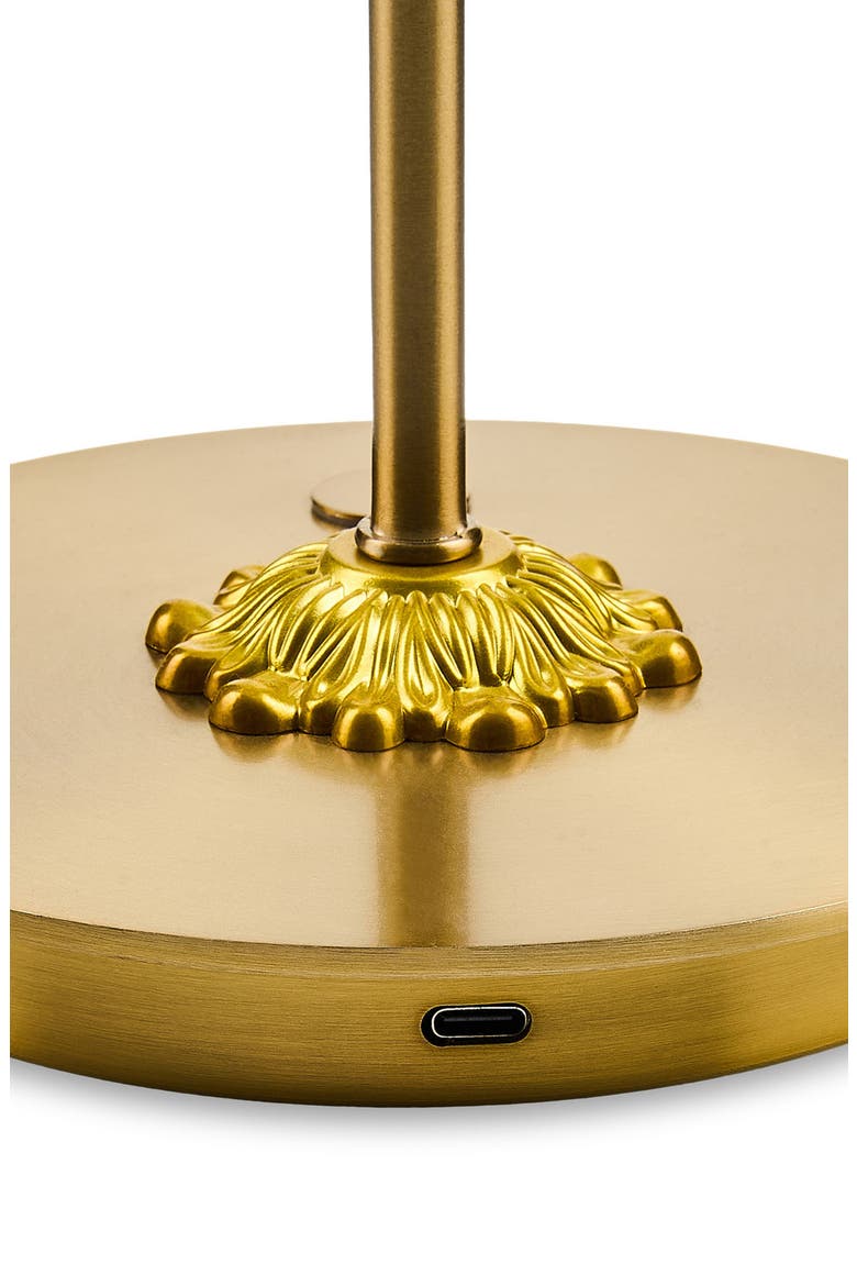 Emerald Check LED Rechargeable Dome Table Lamp, Alternate, color, EMERALD