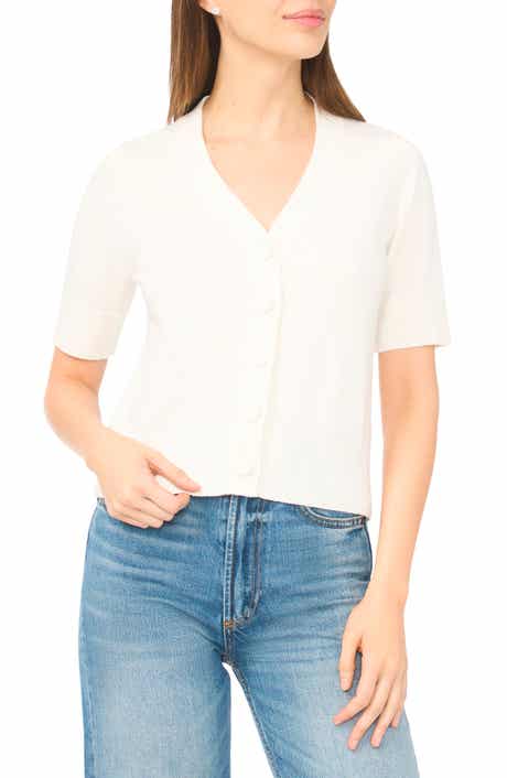Covered Button Short Sleeve Cardigan