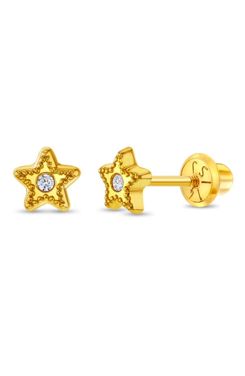 In Season Jewelry 14k Bezel Star Earrings, Main, color, Gold