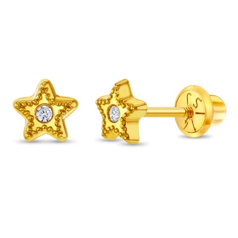 14k Bezel Star Earrings