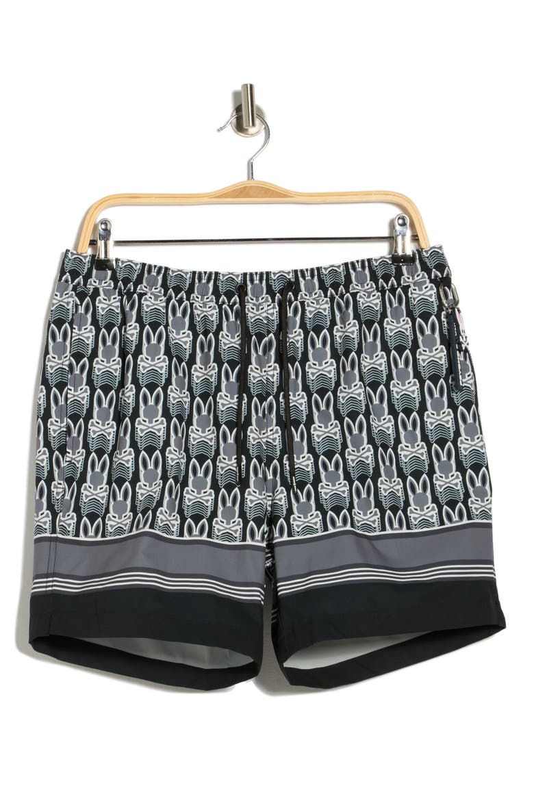 Jake Print Swim Trunks, Alternate, color, BLACK