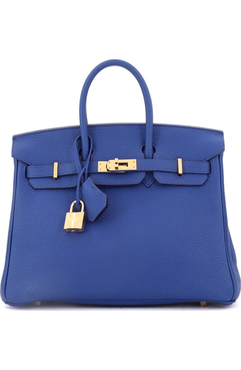 Pre-Owned Hermes Birkin Handbag Blue Togo with Gold Hardware 25, Main, color, Bleu Royal