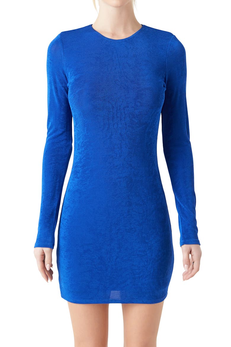 Long Sleeve Mini Sweater Dress, Alternate, color, BLUE