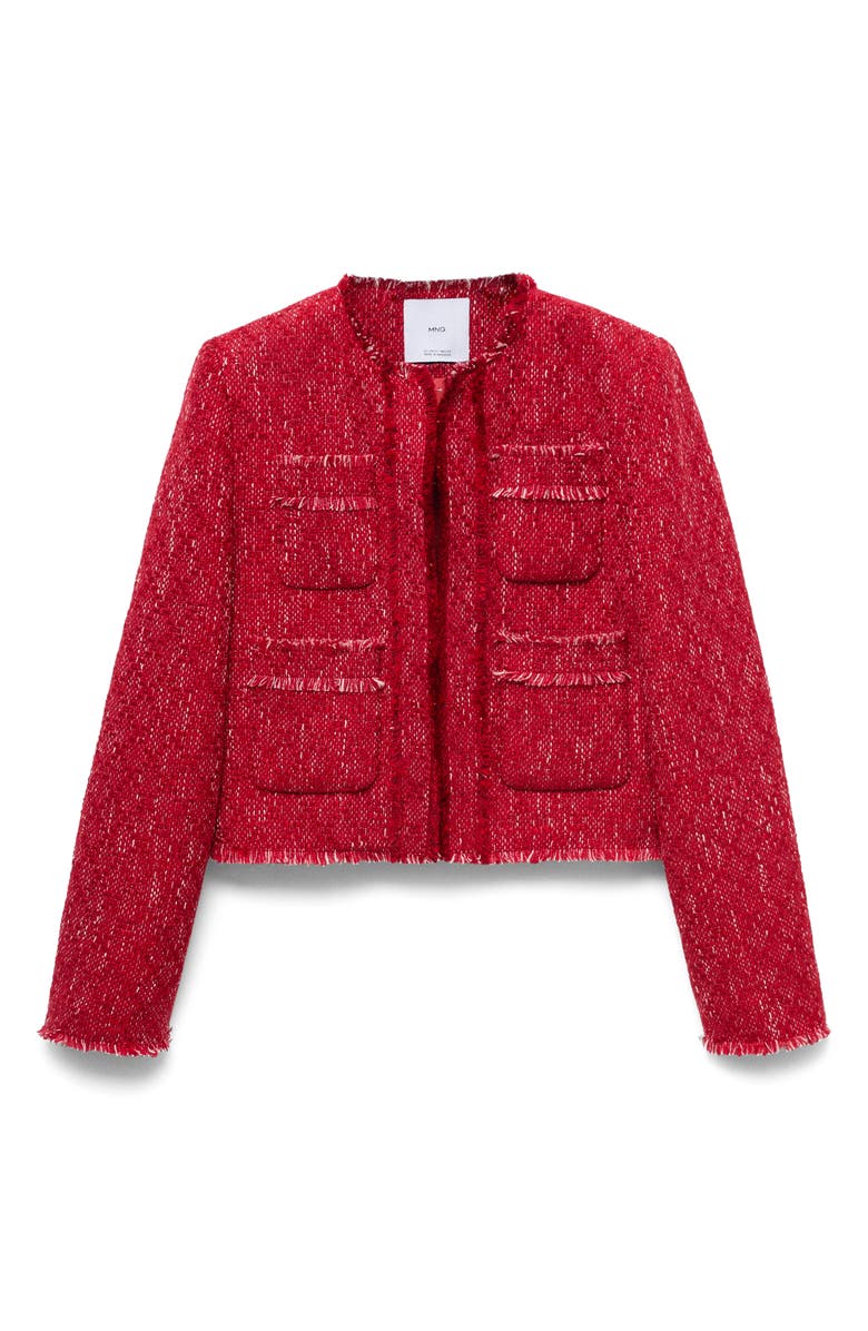 MANGO Frayed Tweed Jacket, Alternate, color, Red