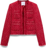 MANGO Frayed Tweed Jacket