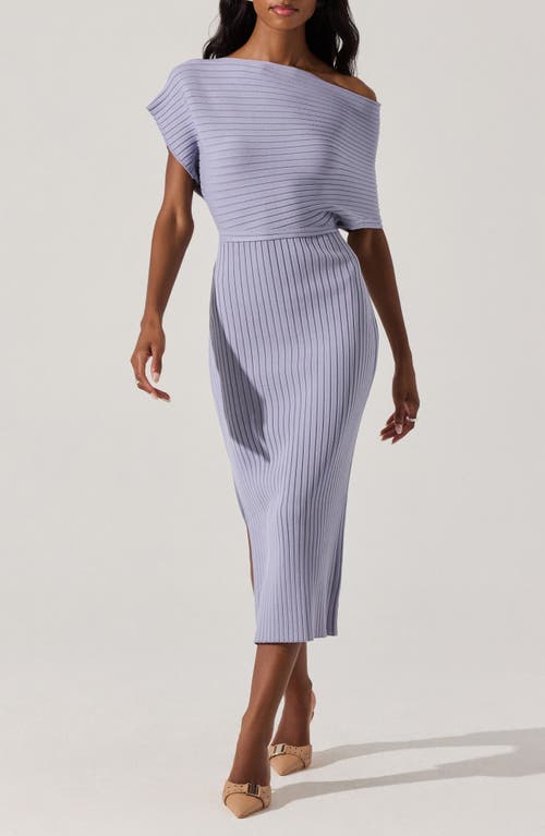 Astr The Label One-shoulder Wide Rib Sweater Dress In Periwinkle