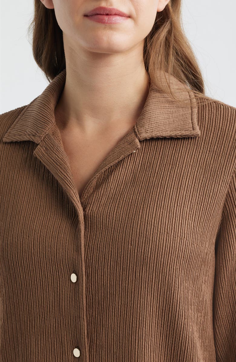 Anne Klein Knit Button-Up Shirt, Alternate, color, Mushroom