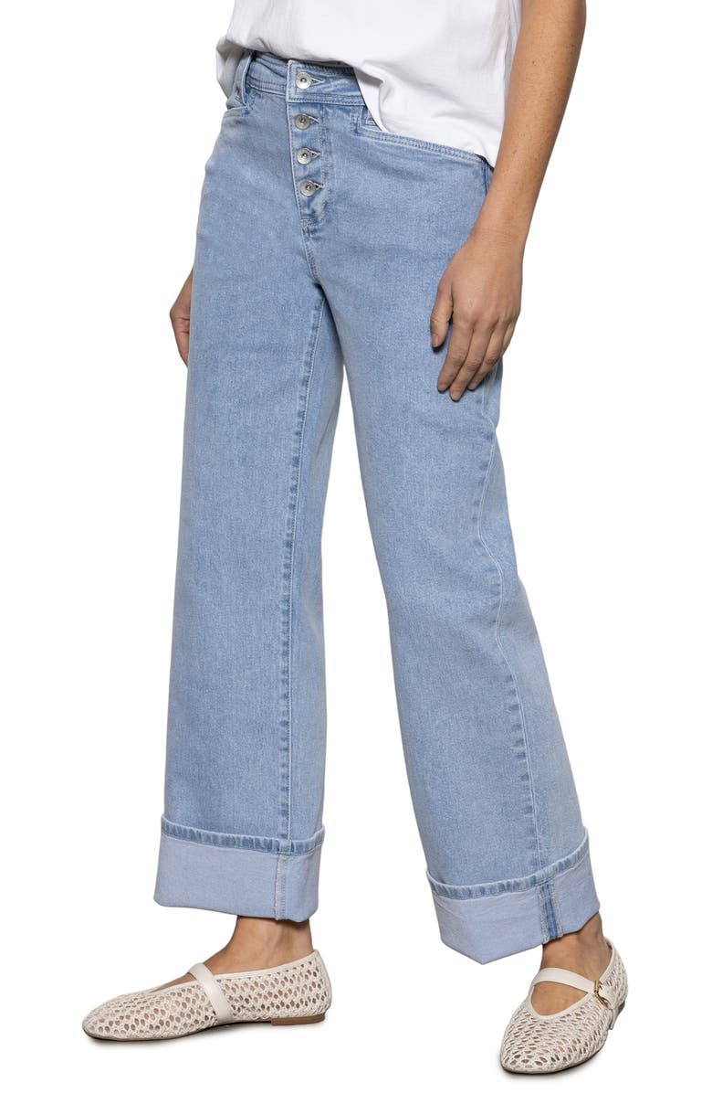 Sanctuary Luna Exposed Button Relaxed Straight Leg Jeans, Alternate, color, Blue Moon