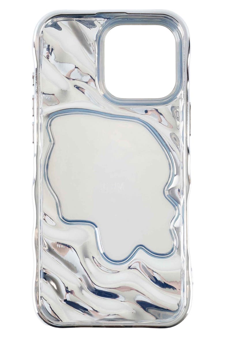Flowy Mirror iPhone 16 Pro Max Case, Alternate, color, SILVER
