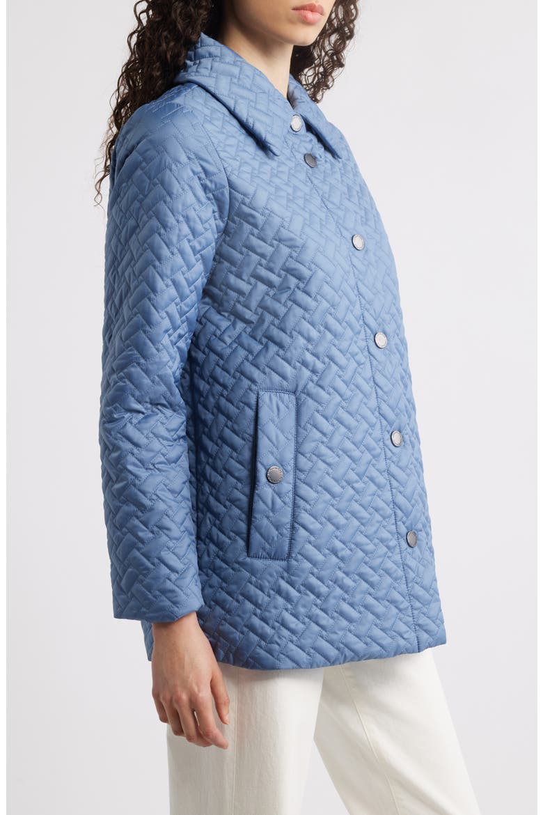 Water Resistant Quilted Jacket with Removable Hood, Alternate, color, BLUE