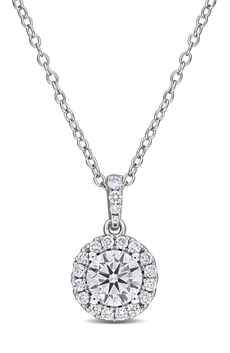 Created Forever Lab-Grown Diamond Halo Pendant Necklace - 0.9ct., Main, color, 