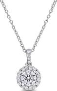 Created Forever Lab-Grown Diamond Halo Pendant Necklace - 0.9ct.