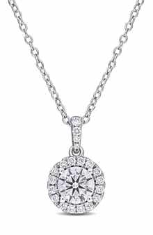 Created Forever Lab-Grown Diamond Halo Pendant Necklace - 0.9ct.