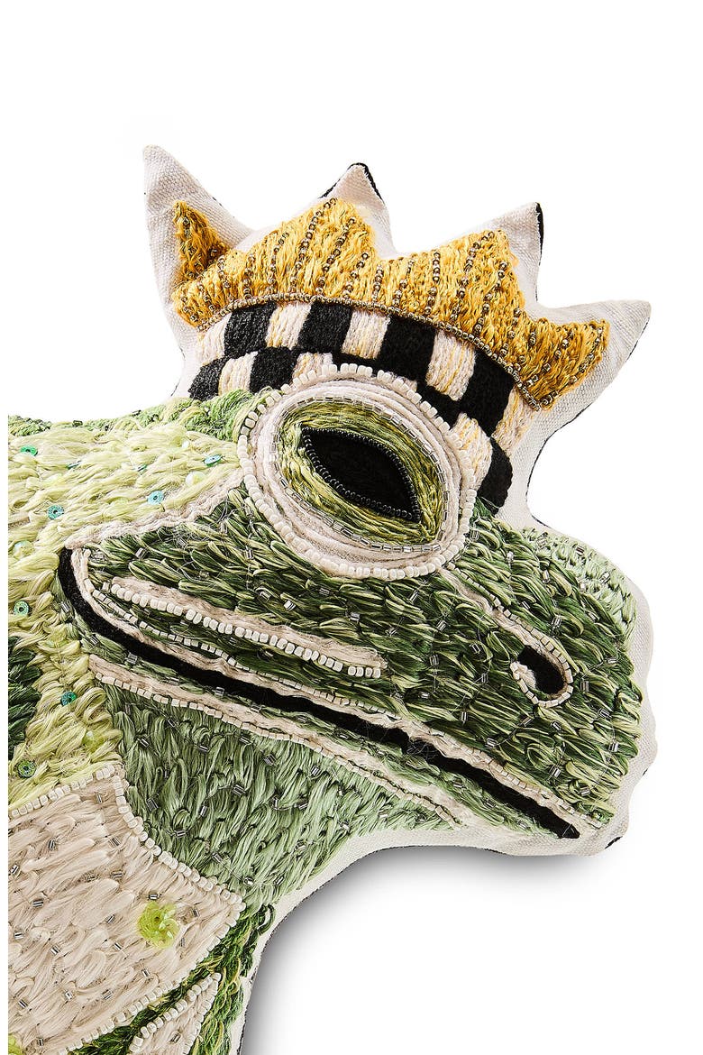 Frog Prince Shaped Throw Pillow, Alternate, color, GREEN