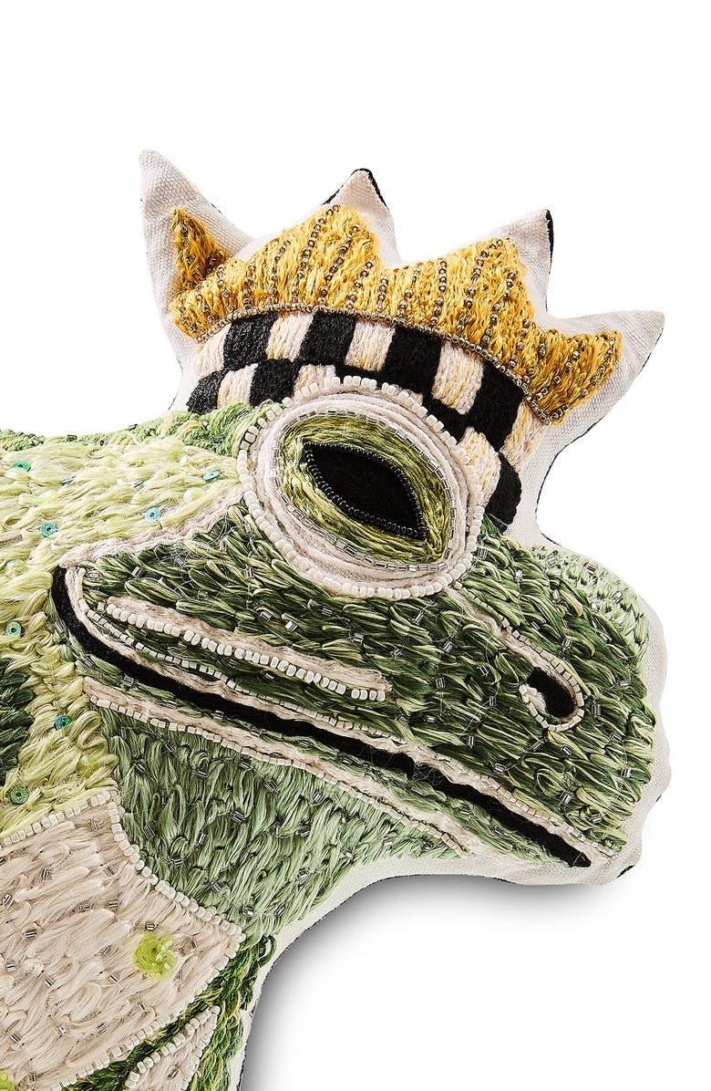MACKENZIE CHILDS Frog Prince Shaped Throw Pillow, Alternate, color, Green